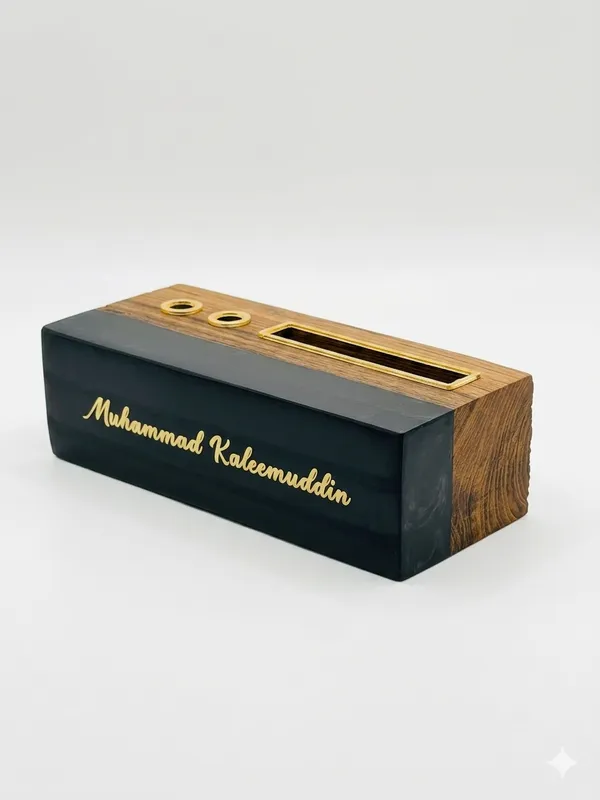 MKL_Resin_Arts__Modern_Teak_Wood_&_Black_Resin_Desk_Organizer_-_7_Inch