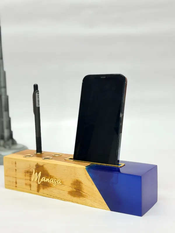 MKL_Resin_Arts_Teak_Wood_&_Resin_Desk_Organizer_with_Phone_Holder