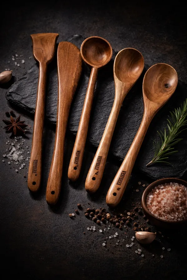 Pack_Of_5_Neem_Wood_Flat_Spatula,_Turner,_Ladle,_Serving_And_Rice_Serving_Spoon