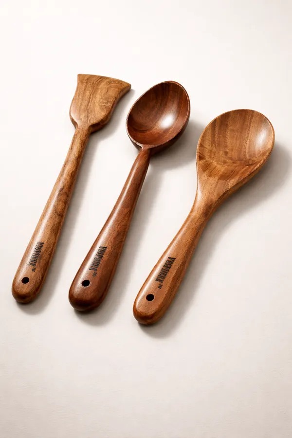 VESPHERE_Premium_Neem_Wood_Flat_Spatula,_Cooking_Rice_Serving_Spoon_Set