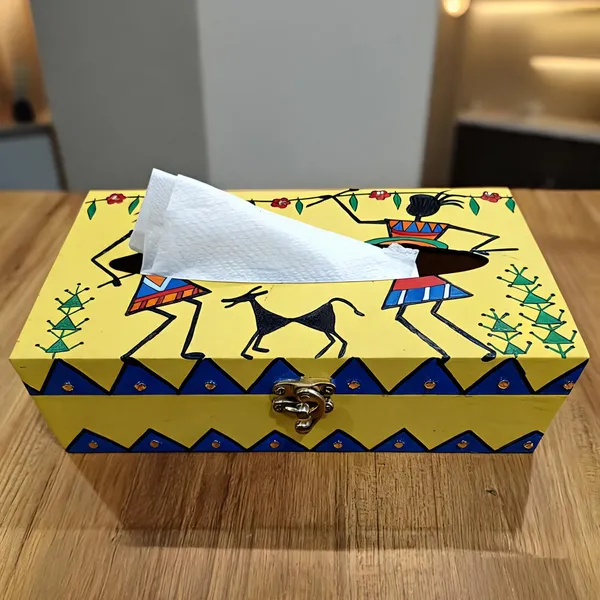 Warli_Art_Tissue_Box_Cover
