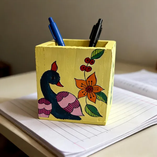 Yellow_Peacock_Floral_Pen_Holder