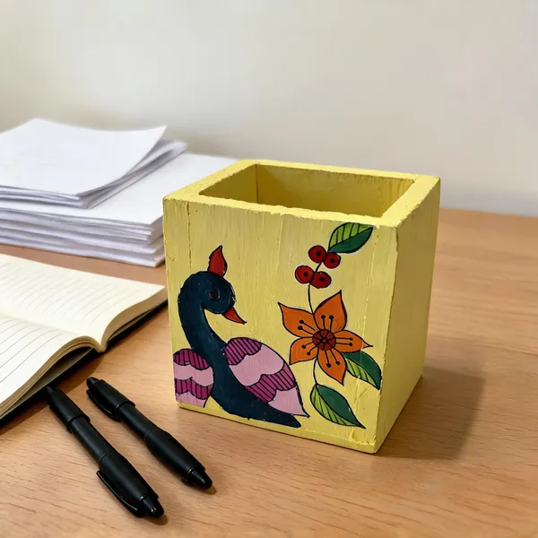 Yellow_Peacock_Floral_Pen_Holder