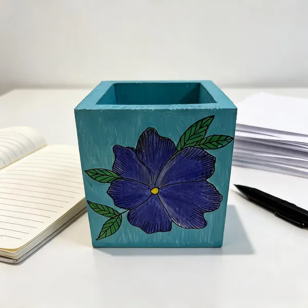 Turquoise_Floral_Pen_Holder