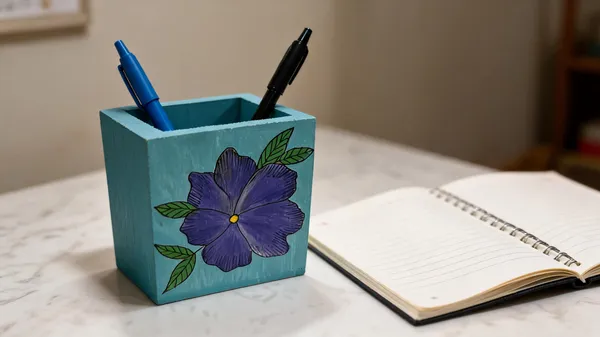 Turquoise_Floral_Pen_Holder