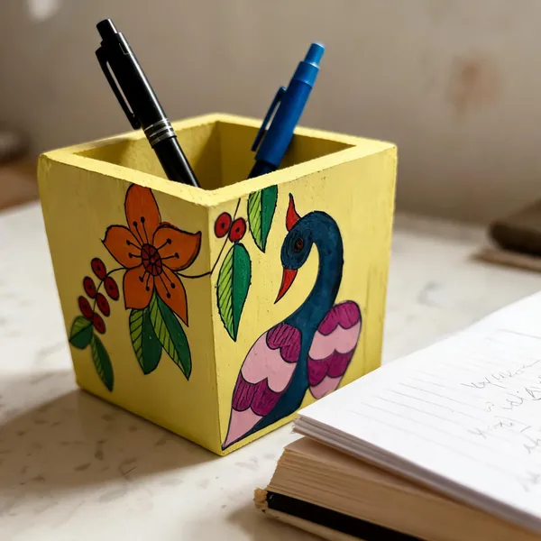 Yellow_Peacock_Floral_Pen_Holder