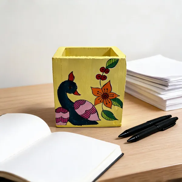 Yellow_Peacock_Floral_Pen_Holder