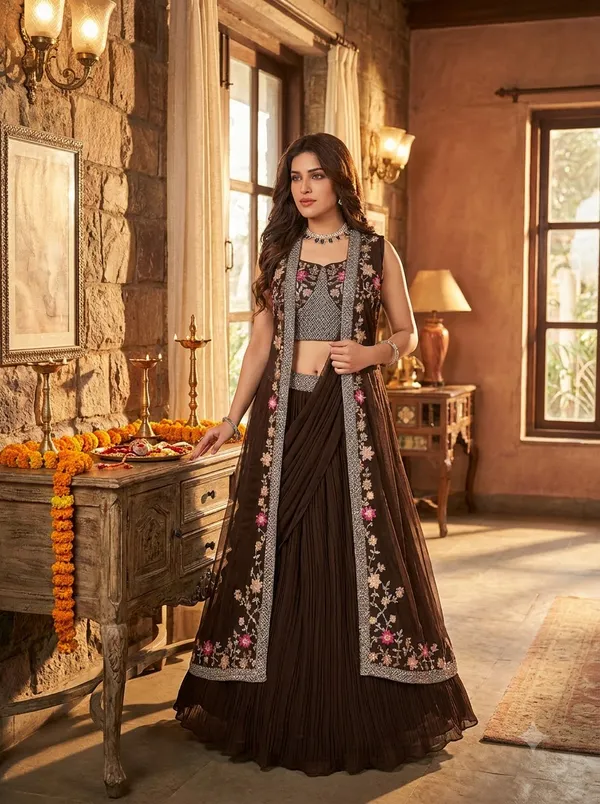 Brown_Embroidered_Lehenga_Choli_Set_for_Women
