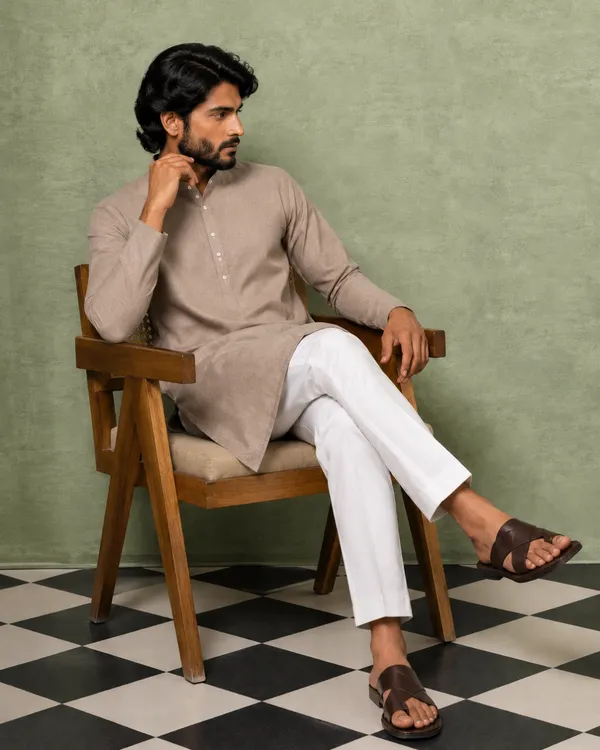 100%_Linen_Beige_Straight_Fit_Kurta_for_Men