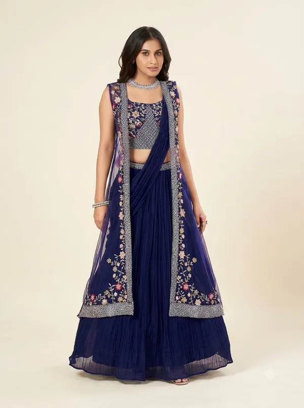 Navy_Embroidered_Jacket_Style_Lehenga_Set_for_Women