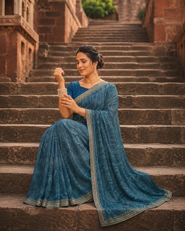 Blue_Printed_Saree_For_Women