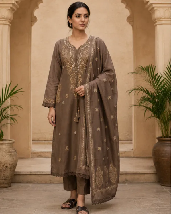 Brown_Embroidered_Kurta_Set_for_Women