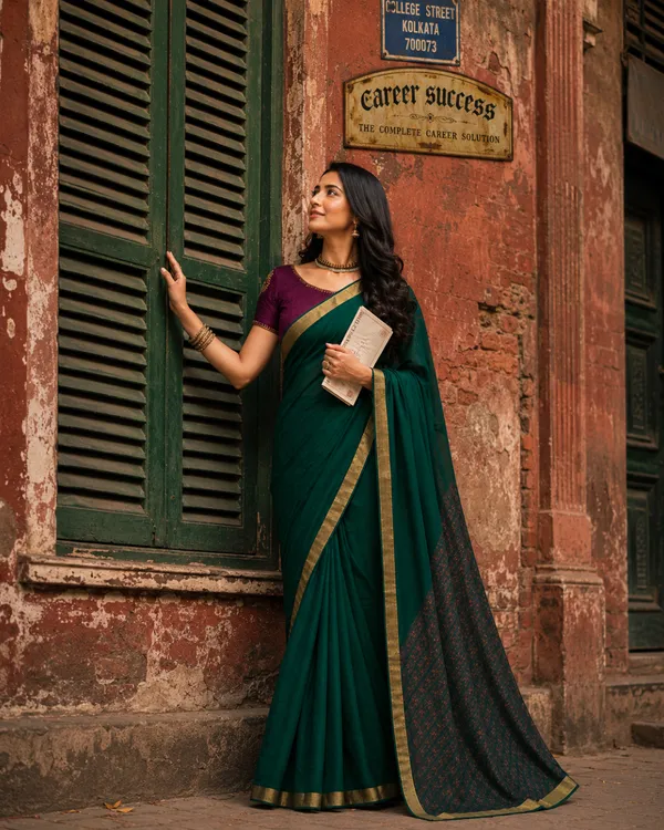 Green_Gold_Border_Saree_for_Women