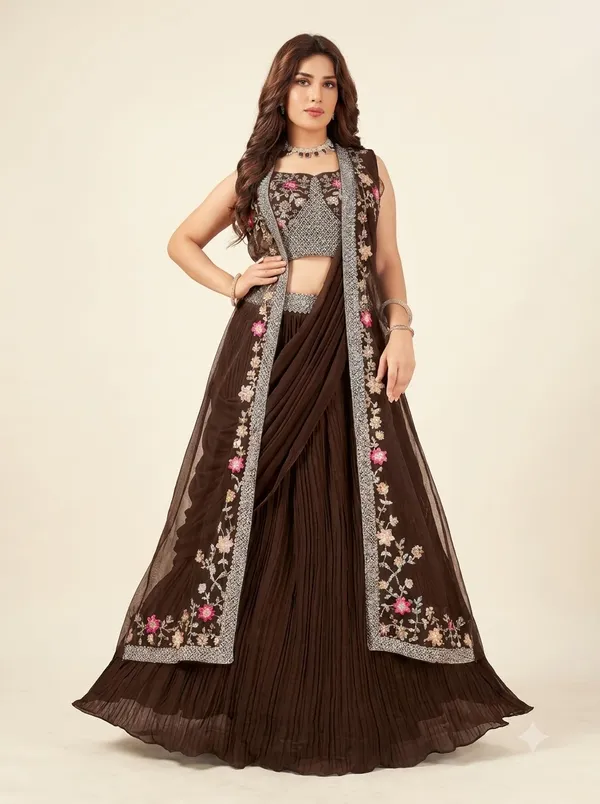 Brown_Embroidered_Lehenga_Choli_Set_for_Women
