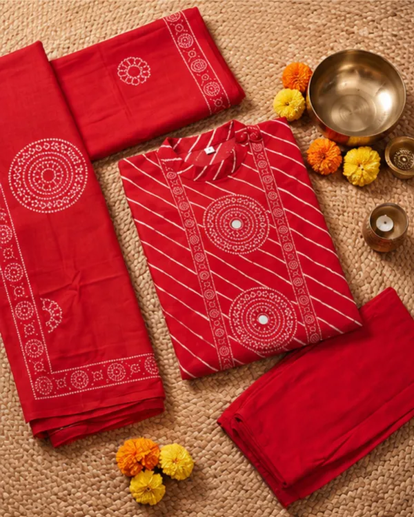Red_Cotton_Printed_Kurta_Set_for_Women