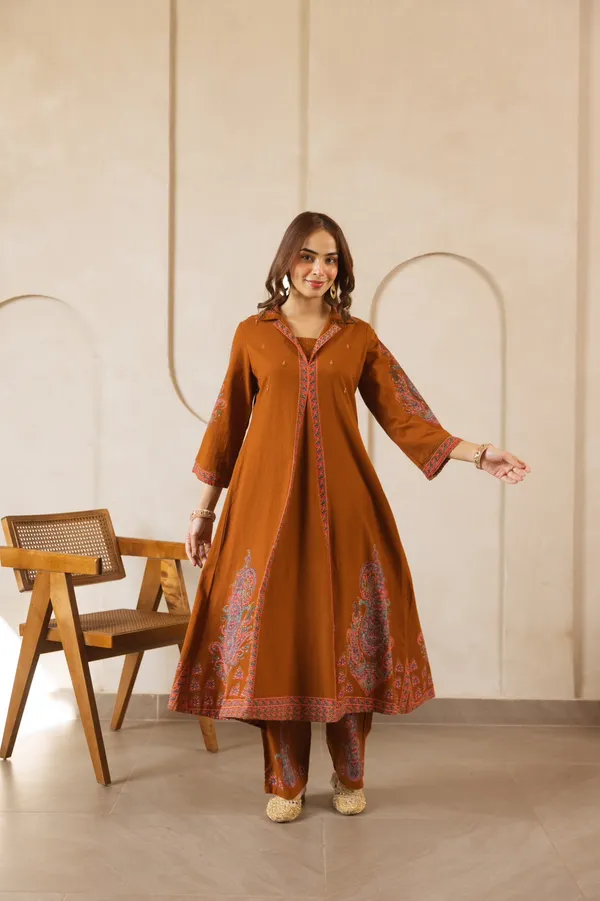 Mustard_Cotton_Flex_Embroidered_Kurta_Set_For_Women