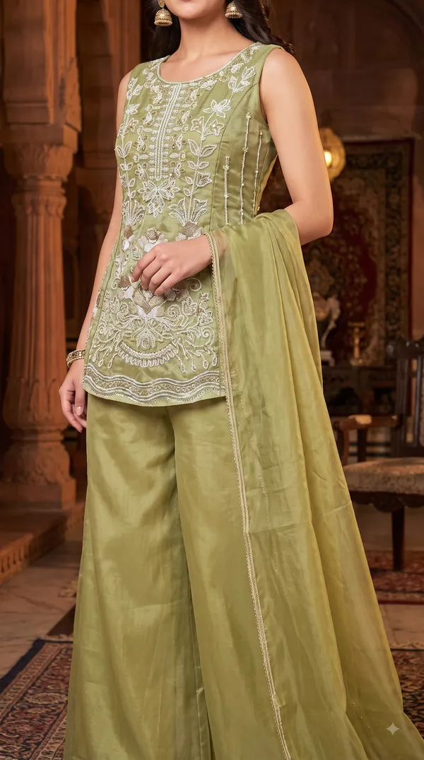 Olive_Green_Embroidered_Plazo_Set_for_Women