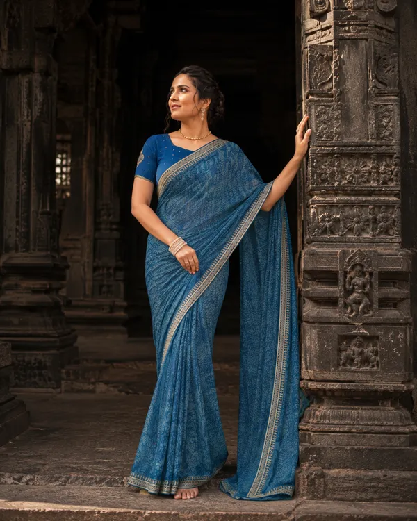 Blue_Printed_Saree_For_Women