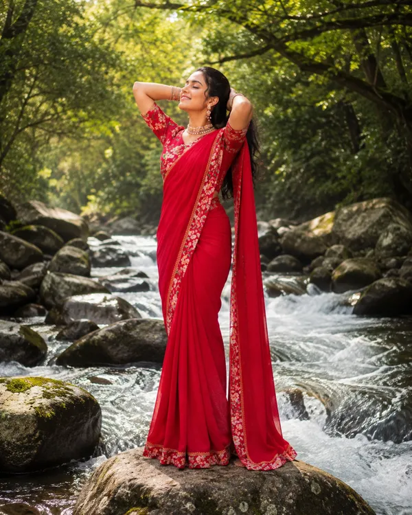 Red_Floral_Print_Saree_for_Women