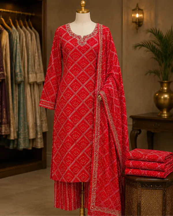 Red_Printed_3_piece_Kurta_Set_For_Women
