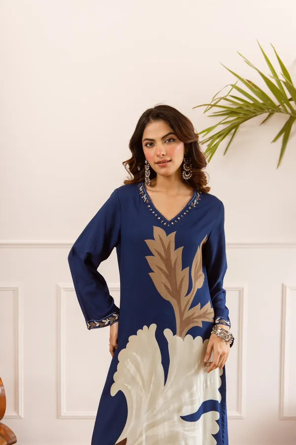 Navy_Blue_German_Rayon_Floral_Print_Kurta_For_Women