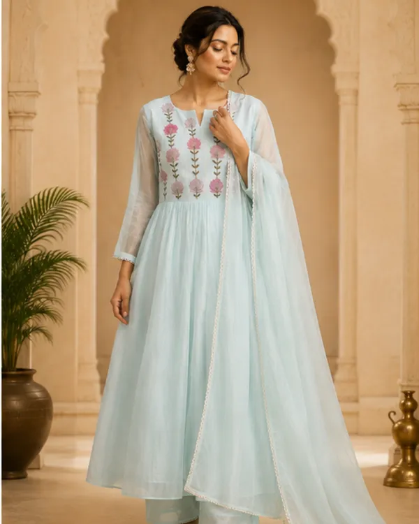 Blue_Embroidered_Anarkali_Suit_Set_For_Women