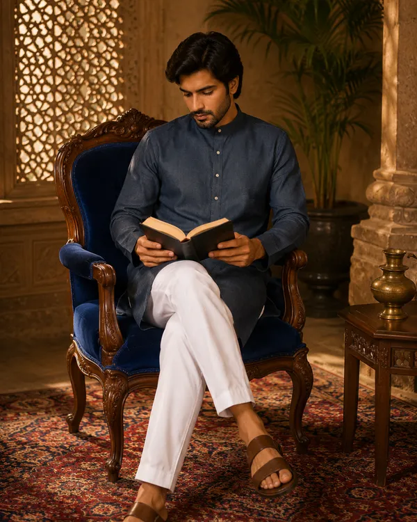 100%_Linen_Blue_Straight_Fit_Kurta_for_Men