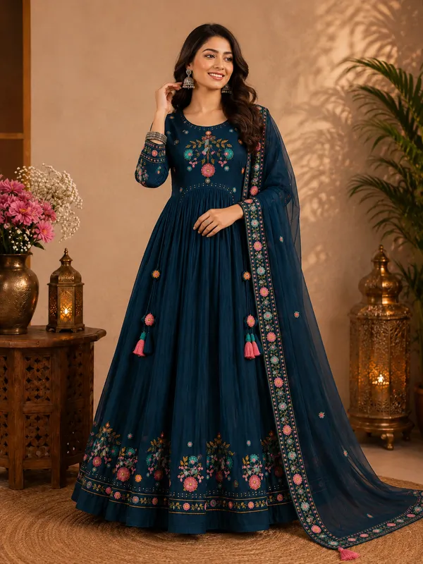 Navy_Blue_Embroidered_Anarkali_Suit_Set_for_Women