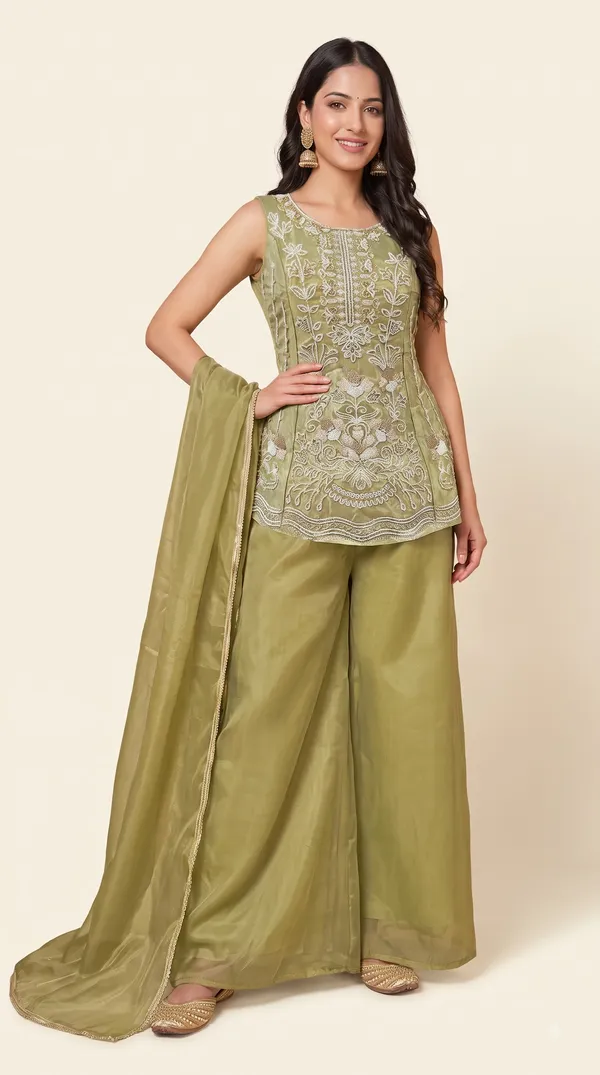 Olive_Green_Embroidered_Plazo_Set_for_Women