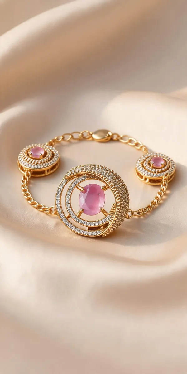 Plated_Pink_Stone_Studded_Spiral_Bracelet_For_Women