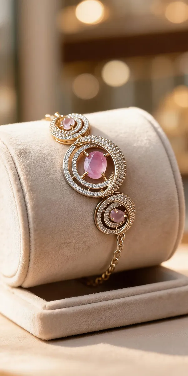 Plated_Pink_Stone_Studded_Spiral_Bracelet_For_Women