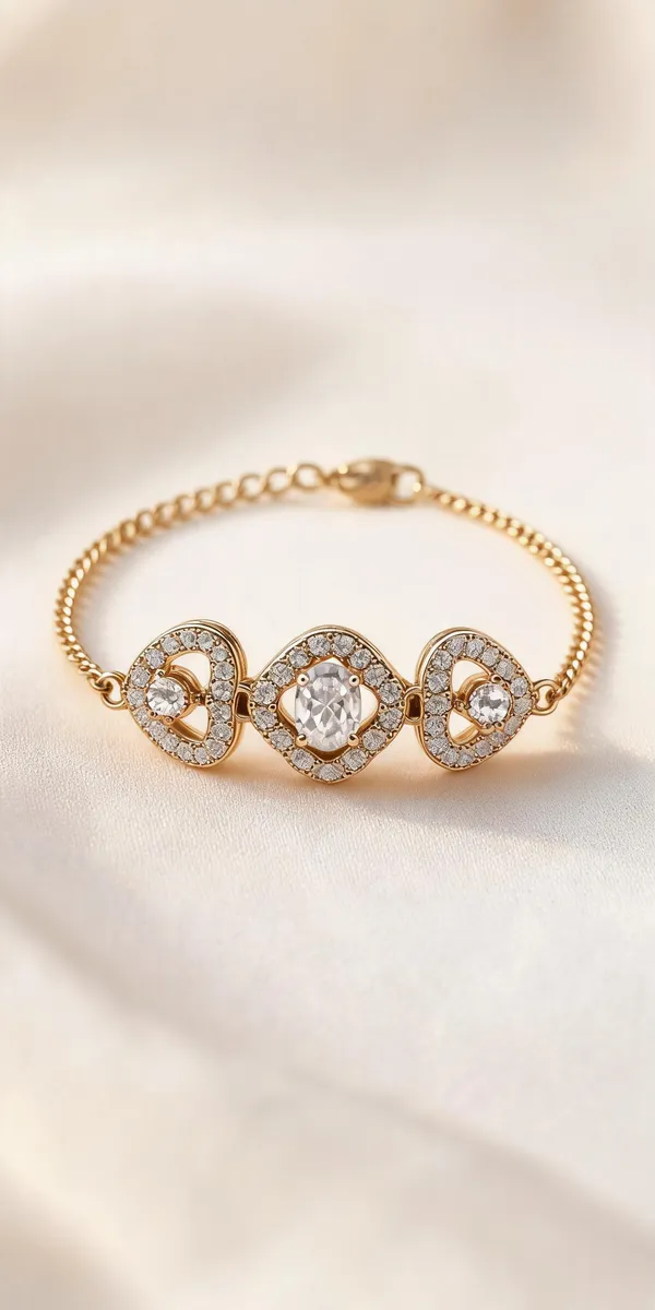 Tone_Crystal_Heart_Charm_Bracelet_For_Women