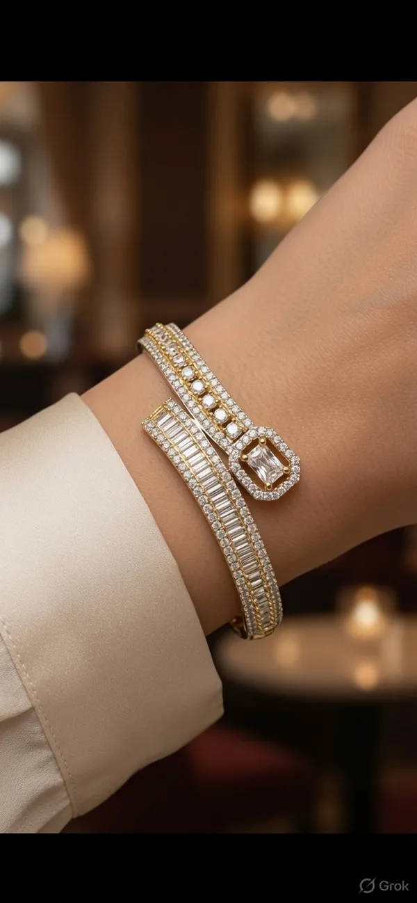 Tone_Crystal_Studded_Bangle_Bracelet_For_Women
