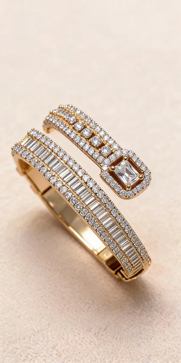 Plated_Cubic_Zirconia_Bangle_Bracelet_Set_For_Women