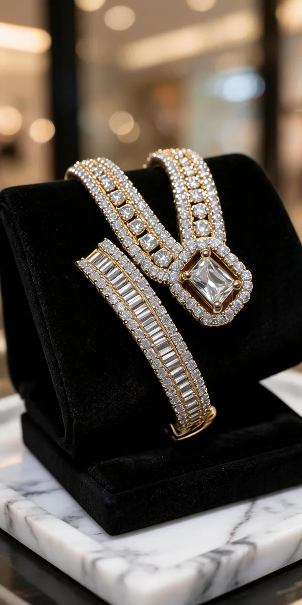 Plated_Cubic_Zirconia_Bangle_Bracelet_Set_For_Women