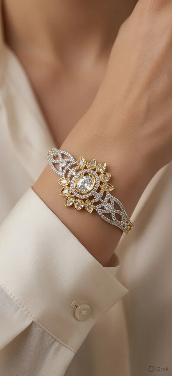 Silver_Floral_Sunburst_Crystal_Stone_Bracelet_For_Women