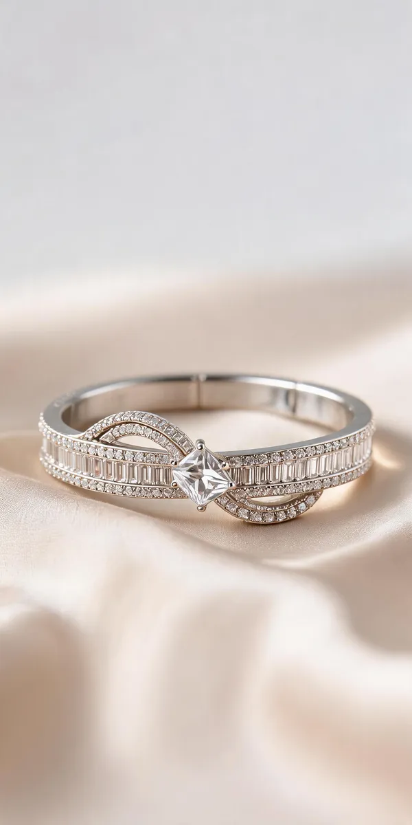 Silver_Crystal_Embellished_Geometric_Bracelet_For_Women