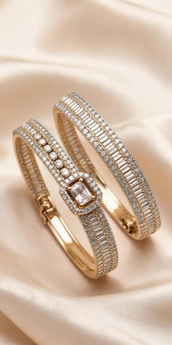 Tone_Crystal_Studded_Bangle_Bracelet_For_Women