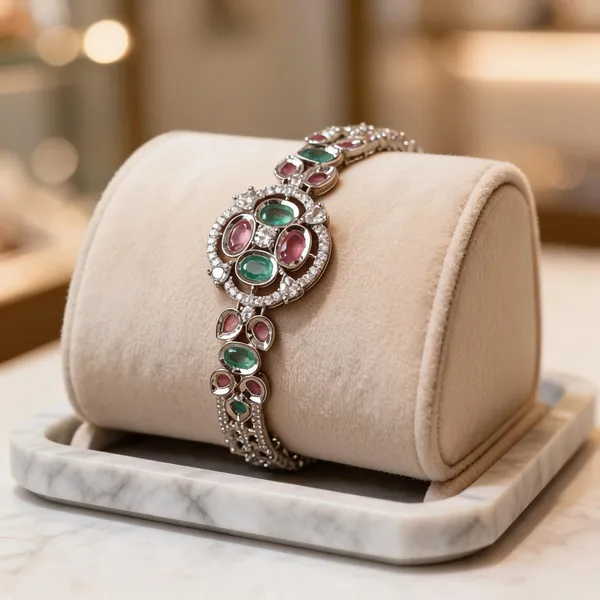 Silver_Tone_Multicolor_Stone_Bracelet_For_Women