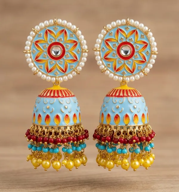 Sky-Blue_Brass_Meenakari_Dome_Pearl_Jhumka_Earrings_For_Women