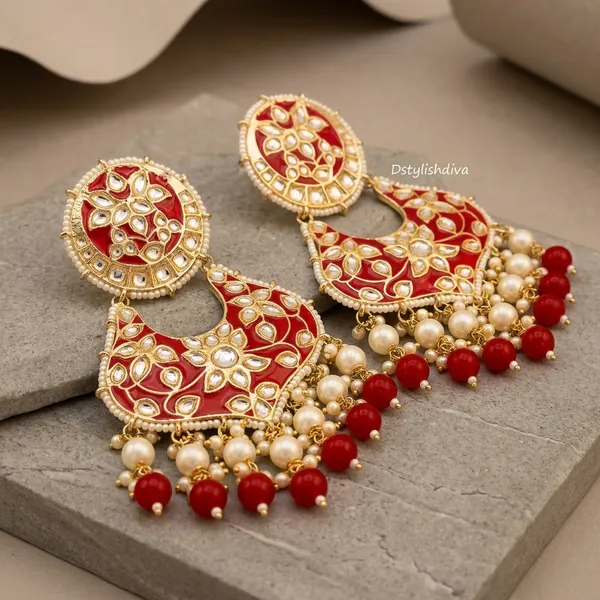 Red_Brass_Meenakari_Floral_Chandbali_Pearl_Drop_Earrings_For_Women