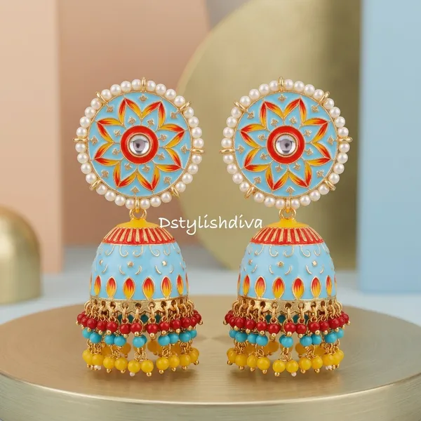 Sky-Blue_Brass_Meenakari_Dome_Pearl_Jhumka_Earrings_For_Women