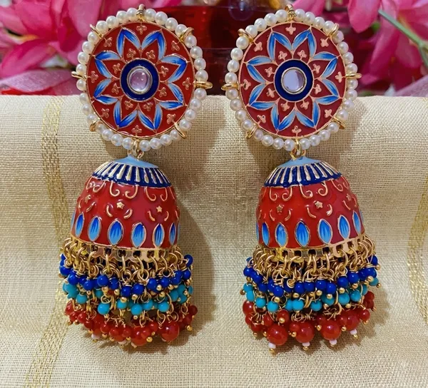 Red_Brass_Meenakari_Dome_Pearl_Jhumka_Earrings_For_Women