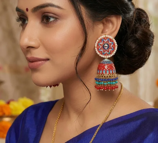 Red_Brass_Meenakari_Dome_Pearl_Jhumka_Earrings_For_Women