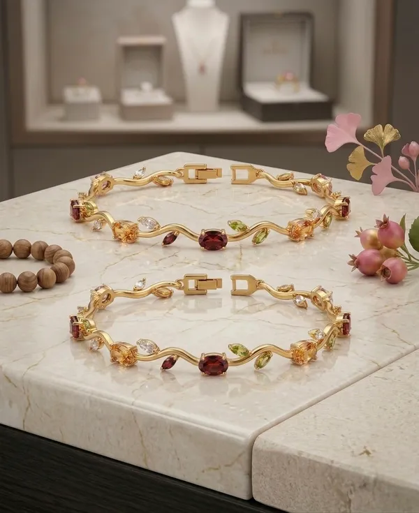 Pack_of_2_Gold_Stainless_Steel_Multicolor_Stone_Link_Bracelet_For_Women