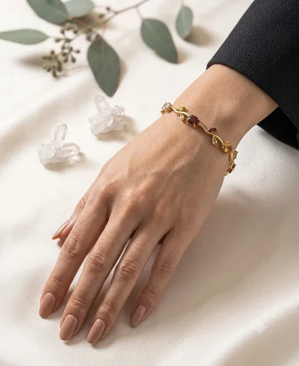 Pack_of_2_Gold_Stainless_Steel_Multicolor_Stone_Link_Bracelet_For_Women