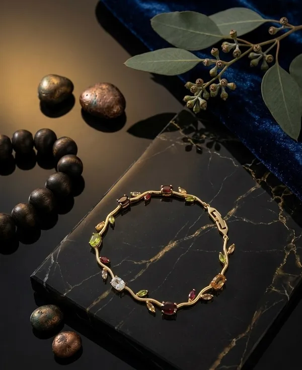 Pack_of_2_Gold_Stainless_Steel_Multicolor_Stone_Link_Bracelet_For_Women