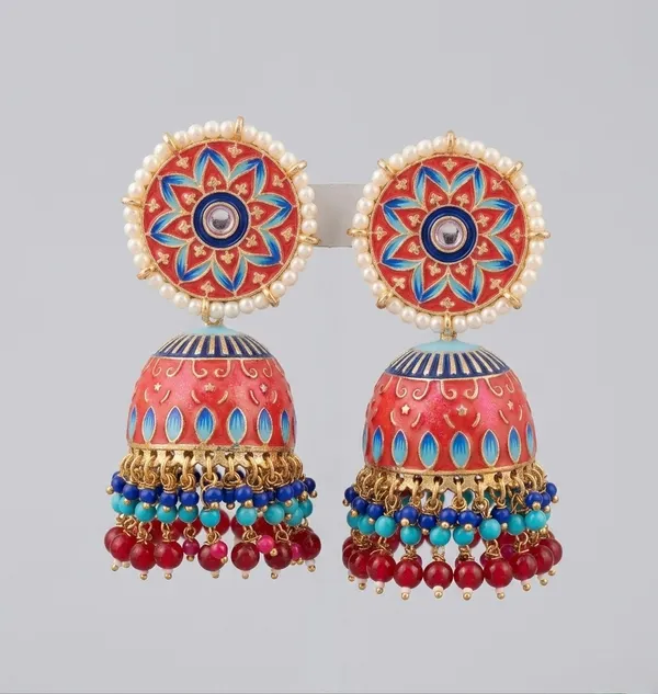 Rani_Brass_Meenakari_Dome_Pearl_Jhumka_Earrings_For_Women