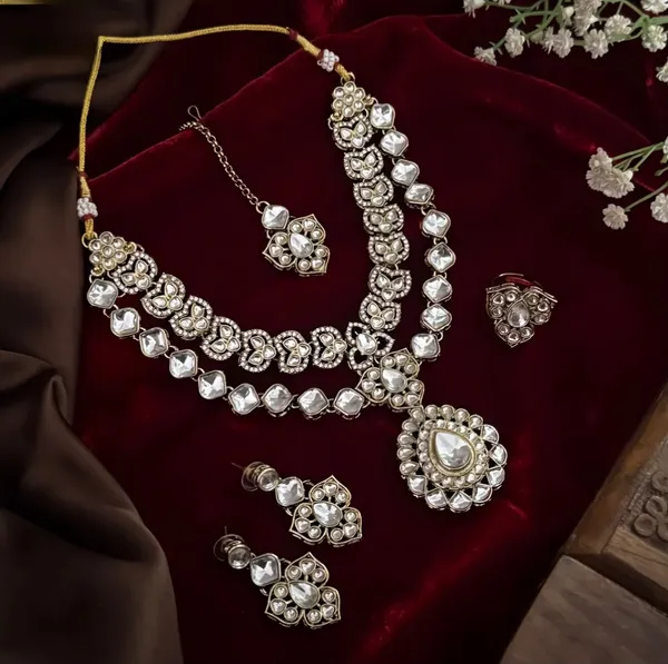 Double_Layer_Designer_Zircone_Golden_Kundan_Necklace_Set