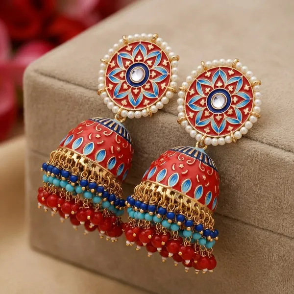 Red_Brass_Meenakari_Dome_Pearl_Jhumka_Earrings_For_Women